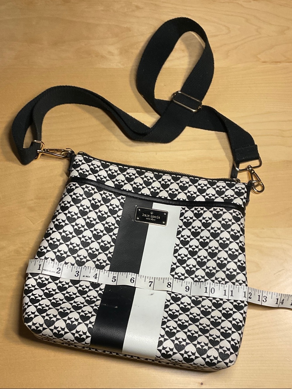 kate spade Black and White Geometric Stripe Crossbody Bag